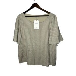 Inherit Clothing company womens 4x linen‎ blend top striped bell sleeve new